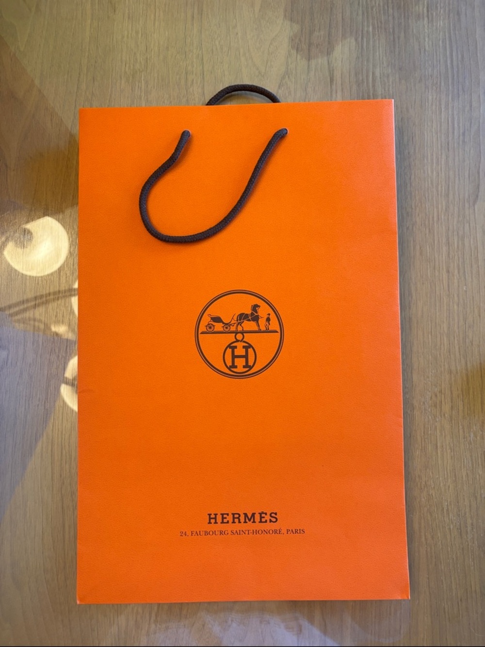 Hermes orange shopping bag authentic